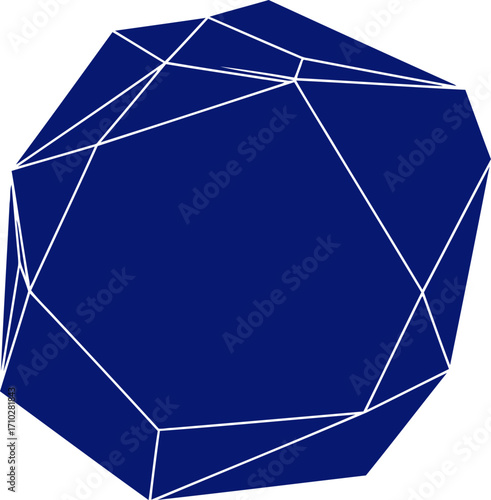 midnight blue geometric gem abstract facets of luxury and power, isolated on transparent background