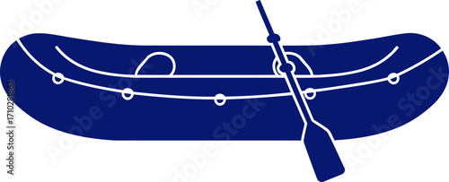 midnight blue inflatable raft a serene escape on calm waters, graphic, isolated on transparent background