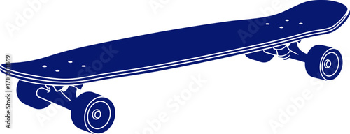 midnight blue longboard icon for urban lifestyle designs, isolated on transparent background