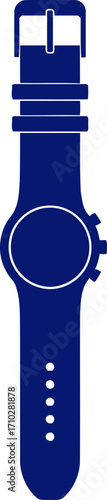 midnight blue minimalist watch modern timepiece icon design, isolated on transparent background