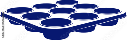 midnight blue muffin tray elegant icon for baking branding, isolated on transparent background
