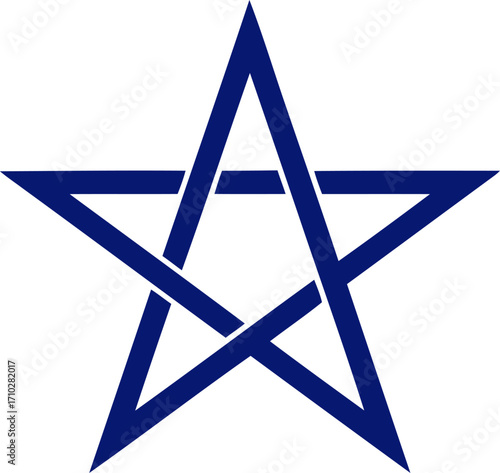 midnight blue pentagram mystical symbol, sacred geometry, icon, isolated on transparent background