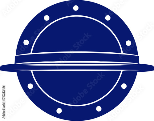 midnight blue submersible portal icon of oceanic exploration, isolated on transparent background