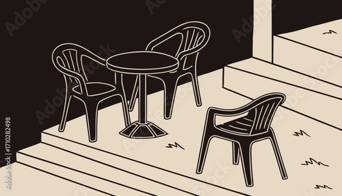 Brown plastic chair  on black background