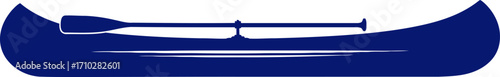 midnightblue canoe paddle serene waters, tranquil escape icon, isolated on transparent background