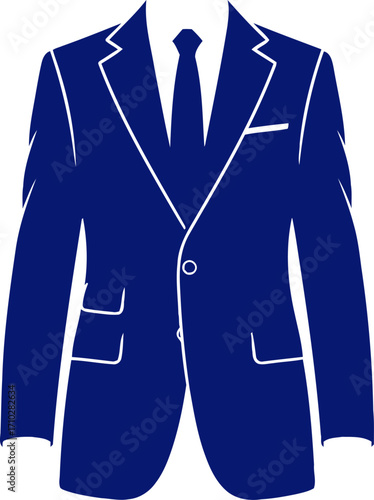 midnightblue power suit icon of corporate success and leadership, isolated on transparent background