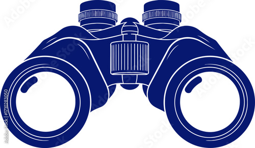 navy blue binoculars explore new horizons, discover hidden worlds, graphic, isolated on transparent background