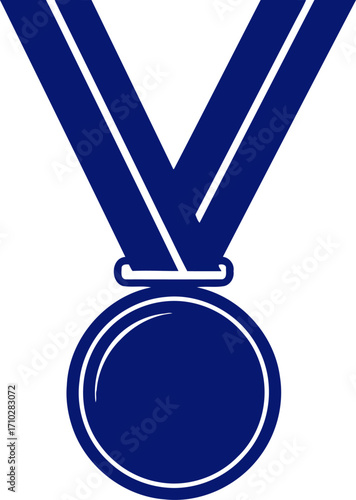 navy blue medallion achievement icon, victory symbol, award design, isolated on transparent background
