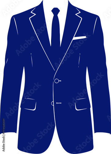 navy blue power suit business attire, corporate success, professional icon, isolated on transparent background