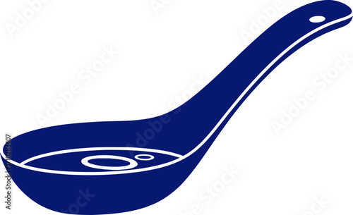 serene midnight blue soup spoon elegant icon for culinary branding, isolated on transparent background