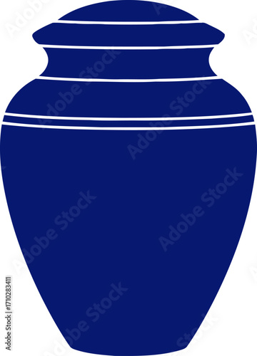 serene remembrance a navy blue urn icon for memorial design, isolated on transparent background