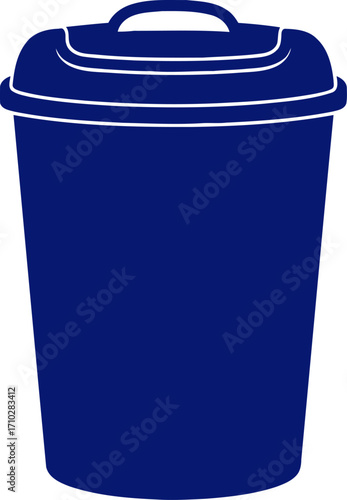 simple blue recycling bin clean minimalist icon for ecofriendly designs, isolated on transparent background