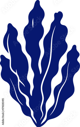 serene midnightblue sea kelp a icon for ocean life, coastal designs, and ecoconscious branding, isolated on transparent background