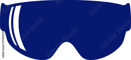 sleek navy blue goggles icon for sport, safety, and style, isolated on transparent background