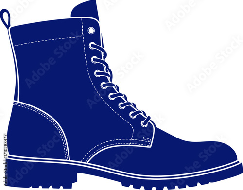 stylish navy blue boots a graphic for fashion and design, isolated on transparent background