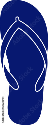 summer vacation blue flipflop icon, minimalist graphic for travel designs, isolated on transparent background