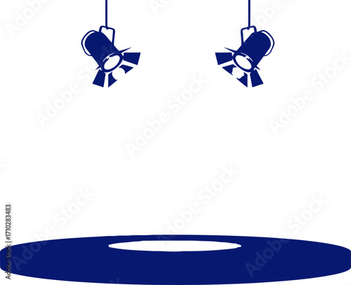 stage spotlight blue graphic for dramatic presentations, isolated on transparent background