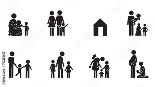 Family and parenting icons set