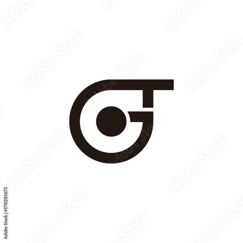 letter gt simple linked dot geometric logo vector