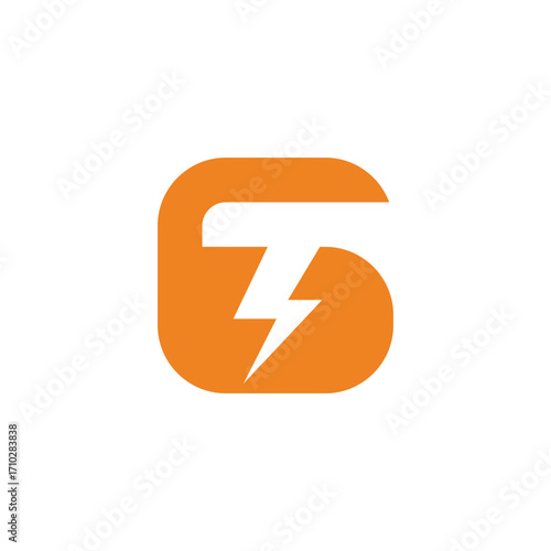 letter gt electric bolt simple geometric logo vector