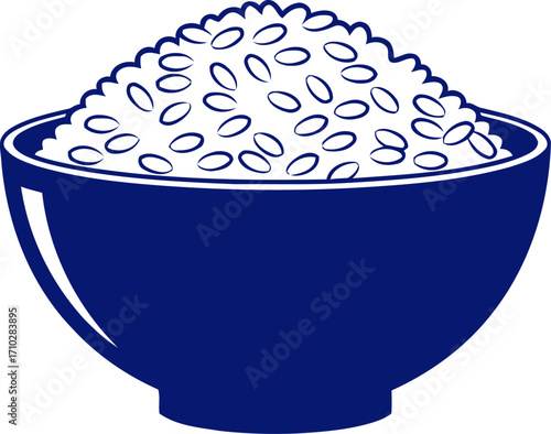 a bowl of simple pleasures icon of cooked rice, isolated on transparent background