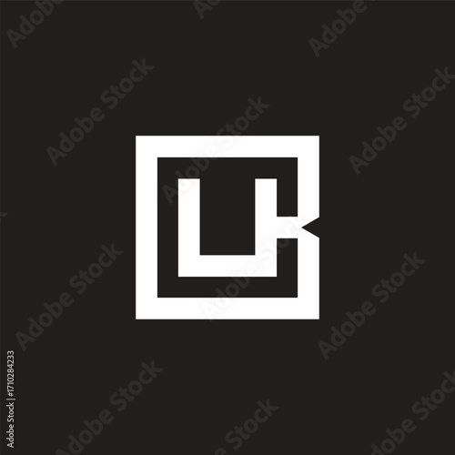 letter bu simple geometric squares lines logo vector