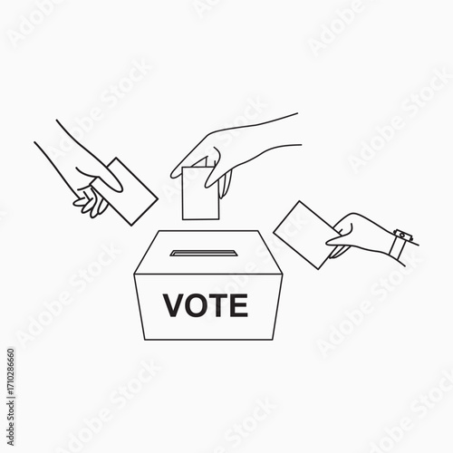 Hand drawn of Vote Box Filled Icon, Vector Illustration
 
