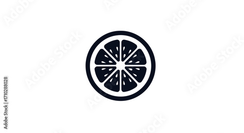 Simple black and white citrus fruit slice graphic design illustration.