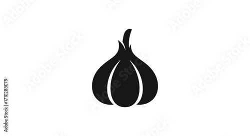 Single garlic bulb black silhouette illustration.