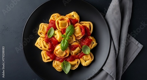 Delicious Italian Tortellini with Tomato Sauce.