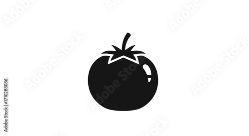 Black tomato illustration on white background, perfect for culinary projects and design.
