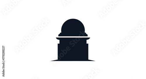 Silhouette of a classical building with a dome against a white background.