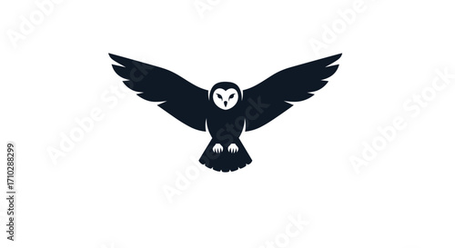Silhouette of a soaring owl, focused on flight and elegance.