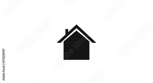 Simple Black House Icon on White Background for Real Estate.