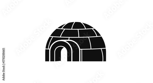 Black silhouette icon of a traditional igloo dwelling.