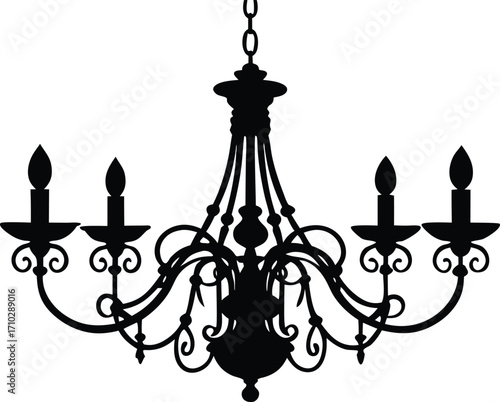 Chandelier silhouette vector illustration