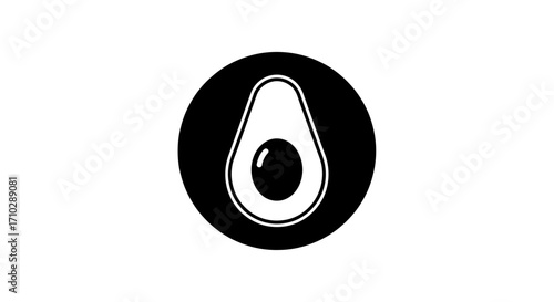 Avocado Icon in Black Circle - Simple and Modern Design.