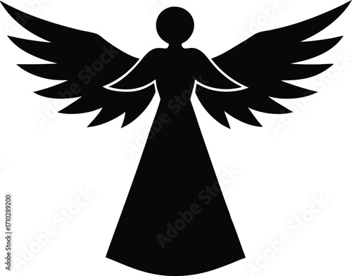 christmas angel icon silhouette vector illustration