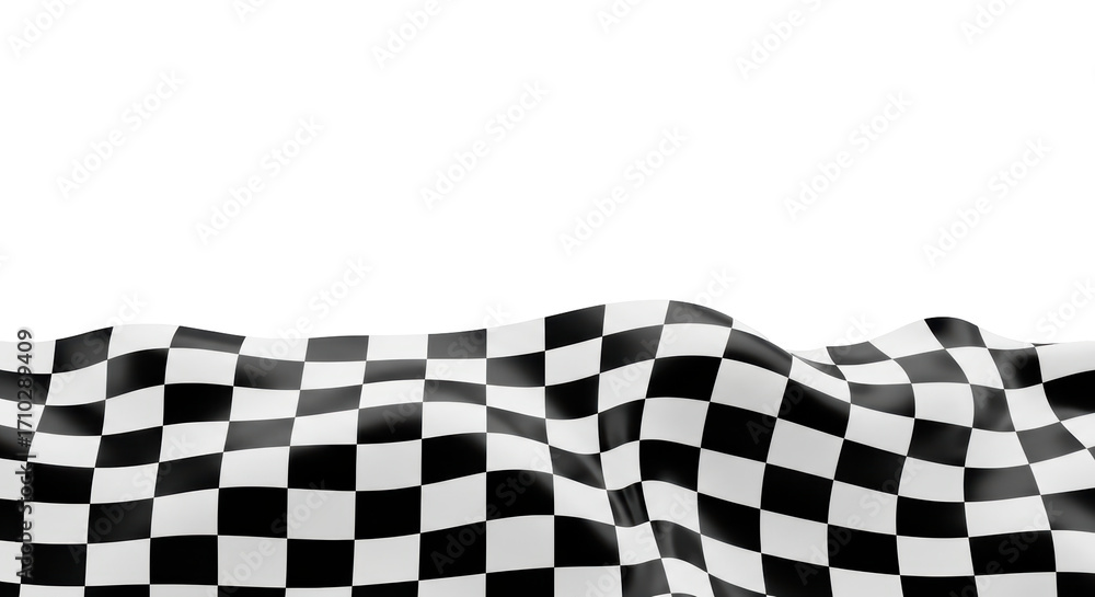 Obraz premium Isolated checkered flag pattern flying with wind effect, racing event symbol on surface