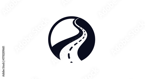 Road in Circle - A Minimalist Logo Design for Travel and Navigation.