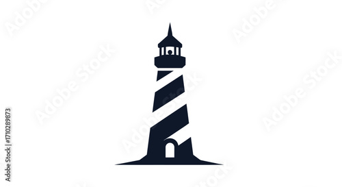 Simple black lighthouse silhouette vector icon design.