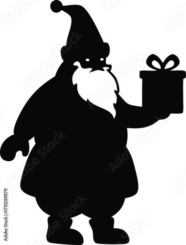 Christmas Santa claus with gift silhouette vector