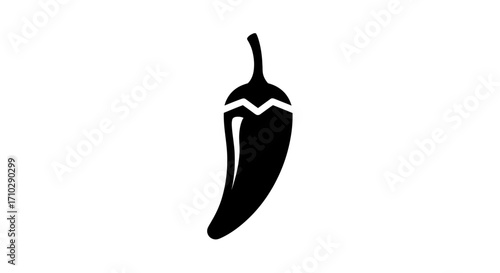 Black silhouette of a chili pepper, a spicy and hot vegetable.