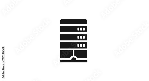 Simple black glyph icon of a computer server rack.