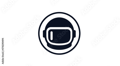 Minimalist astronaut helmet icon in a circle design.