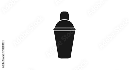 Simple black silhouette icon of a cocktail shaker.