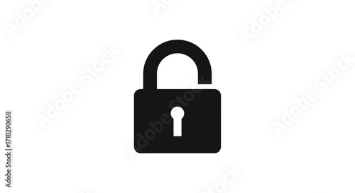Black padlock icon representing security and protection for sensitive data and information.