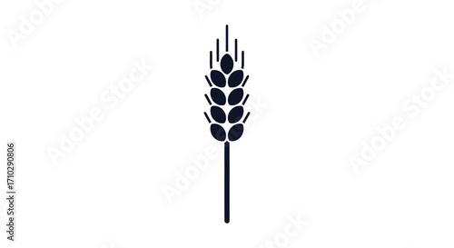 Stylized Wheat Ear Icon Representing Agriculture and Harvest.