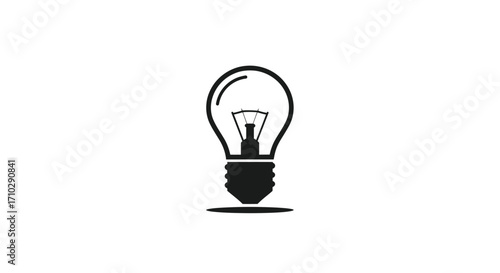 Black and White Light Bulb Icon Symbolizing Idea Generation.
