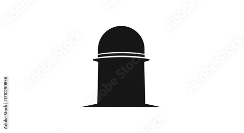 Simple black silhouette of an observatory dome against a white background.